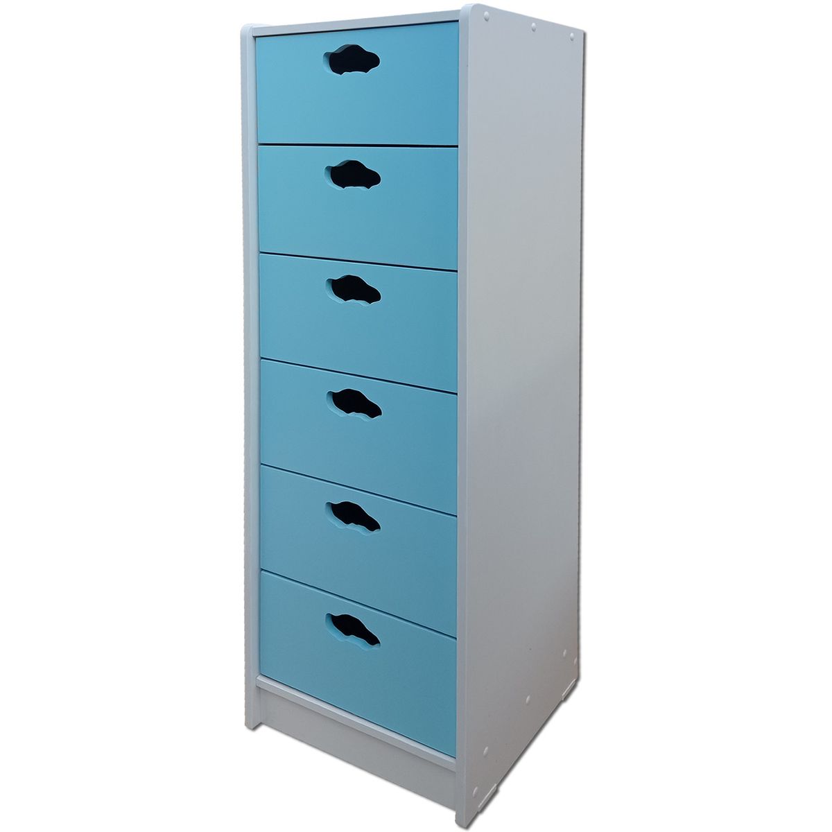 MUEBLES KIDS - Cajonera SLIM 6 cajones celeste auto