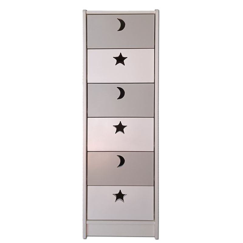 MUEBLES KIDS - Cajonera SLIM 6 cajones blanco gris