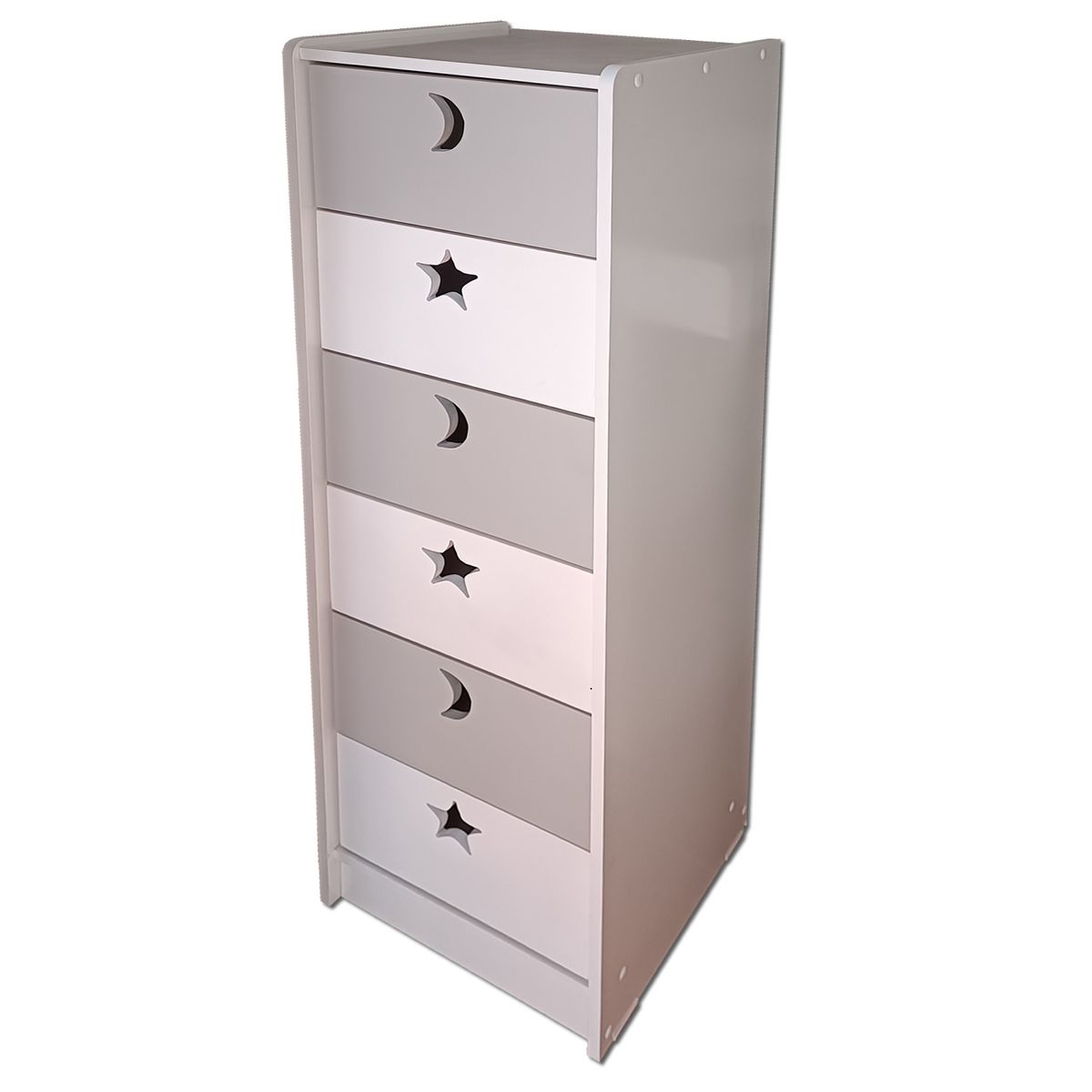 MUEBLES KIDS - Cajonera SLIM 6 cajones blanco gris