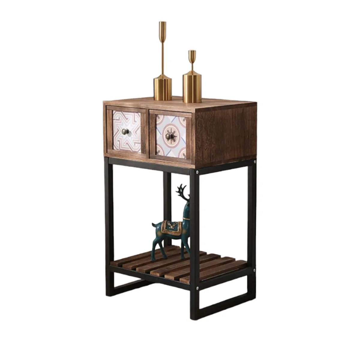 GENERICO - ARRIMO DOS CAJONES MADERA CON PATAS METAL