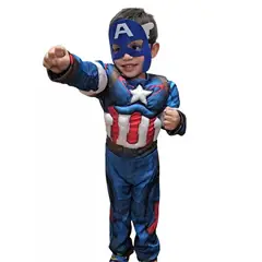 GENERICO - Disfraz Super héroe para niños talla 8 modelo cap. América