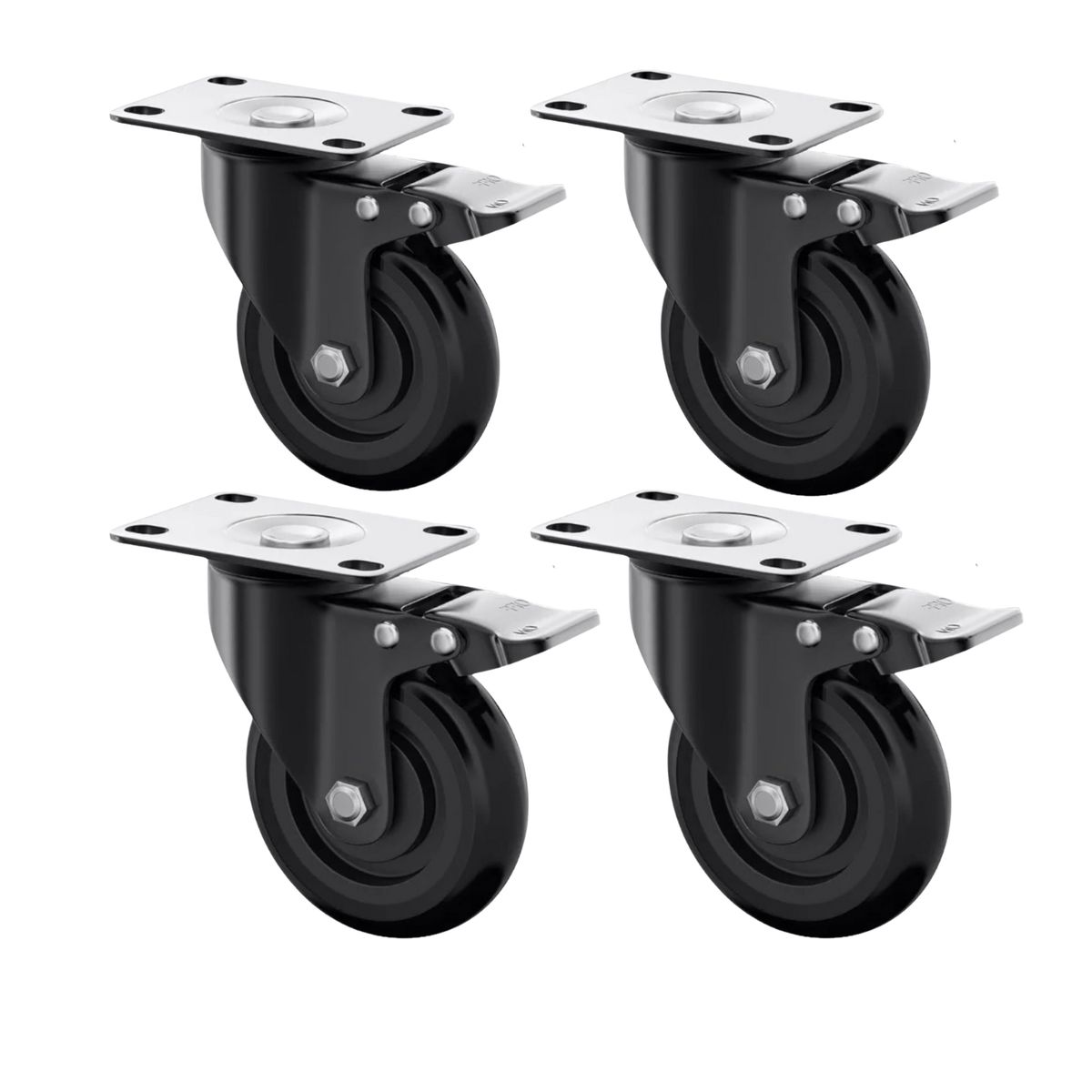 DICAS - Ruedas Giratorias Con Freno Para Muebles Carritos 4 Pulgadas Negras 4 Unidades