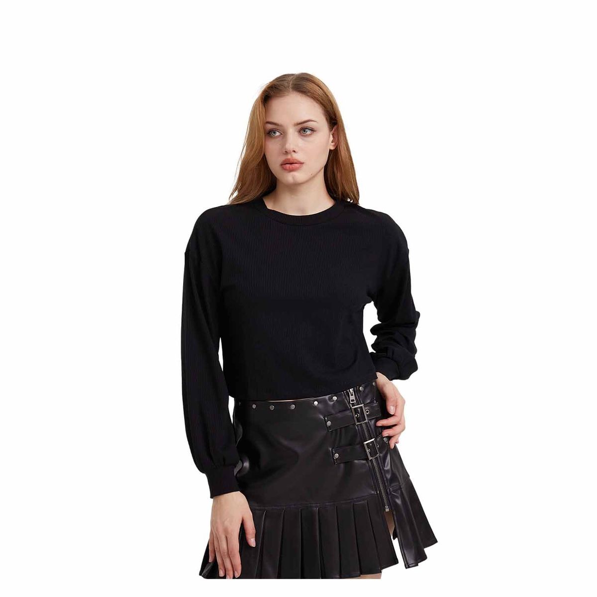 FASHION'S PARK - Sweater Mujer Crop Negro I Fashion's Park