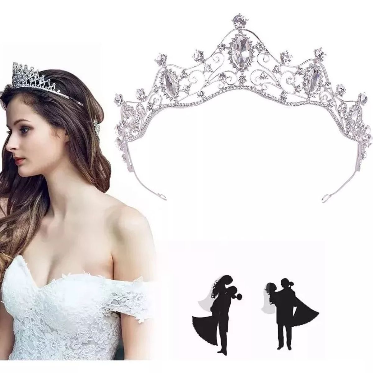 KUANGYE - Corona De Cristal Nupcial Tiara Tiara De Bodas Y Cumpleaños