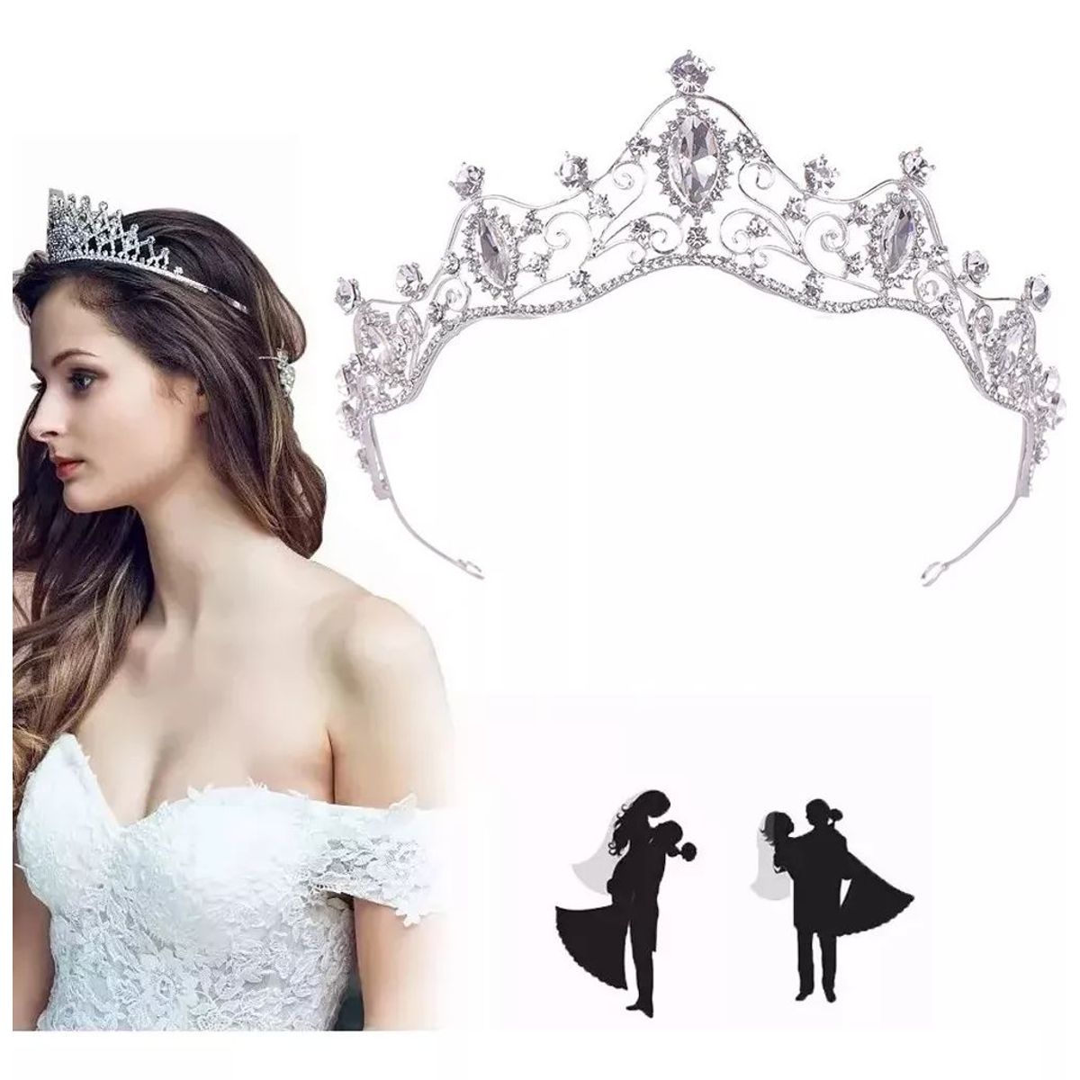 KUANGYE - Corona De Cristal Nupcial Tiara Tiara De Bodas Y Cumpleaños