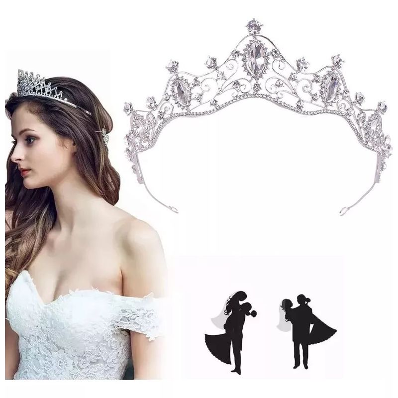 KUANGYE - Corona De Cristal Nupcial Tiara Tiara De Bodas Y Cumpleaños