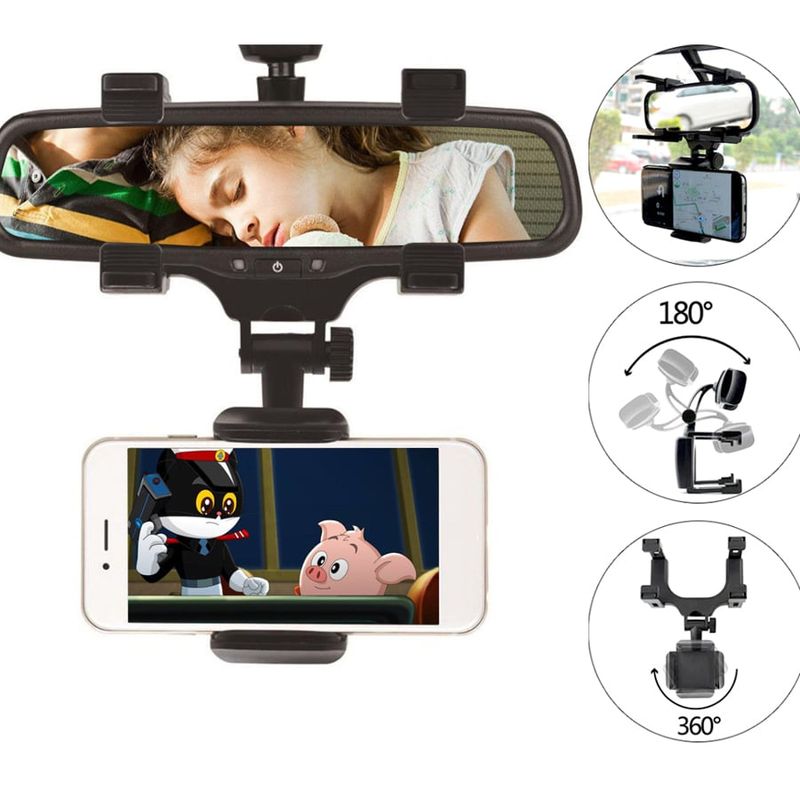 INVENCIBLE - SOPORTE CELULAR AUTO PARA RETROVISOR PORTA TELÉFONO AA49