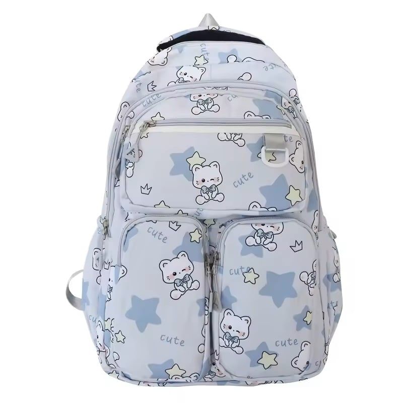 GENERICO - Mochila Urbana Bolso Escolar Juvenil Diseño Gatos Kawaii Gris