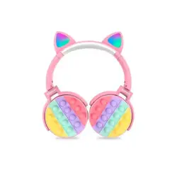 GENERICO - Audífonos Bluetooth Inalambrico Orejas Gato Pop It Niñas Rosado