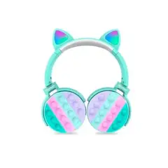 GENERICO - Audífonos Bluetooth Inalambrico Orejas Gato Pop It Niñas Verde