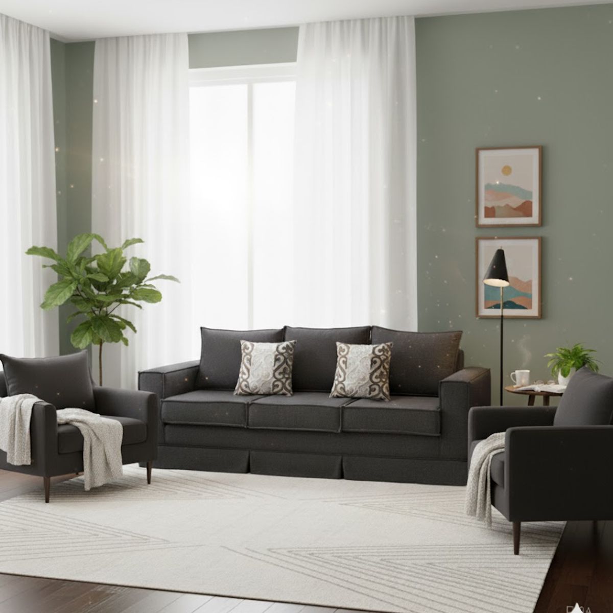 MUNDO LIVING - Living 311 Pompeya sofa 3 cuerpos + 2 poltronas resortes pocket