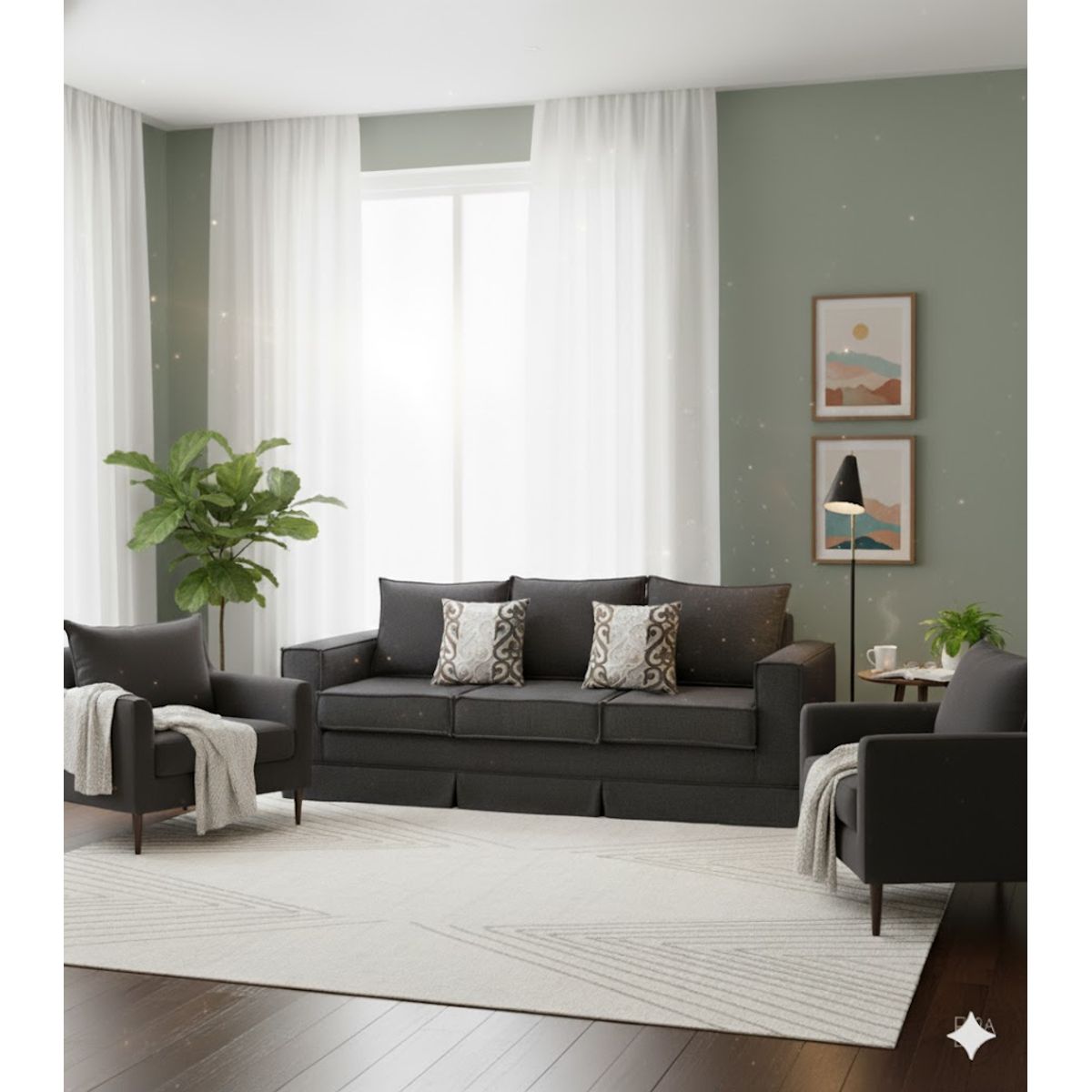 MUNDO LIVING - Living 311 Pompeya sofa 3 cuerpos + 2 poltronas resortes pocket