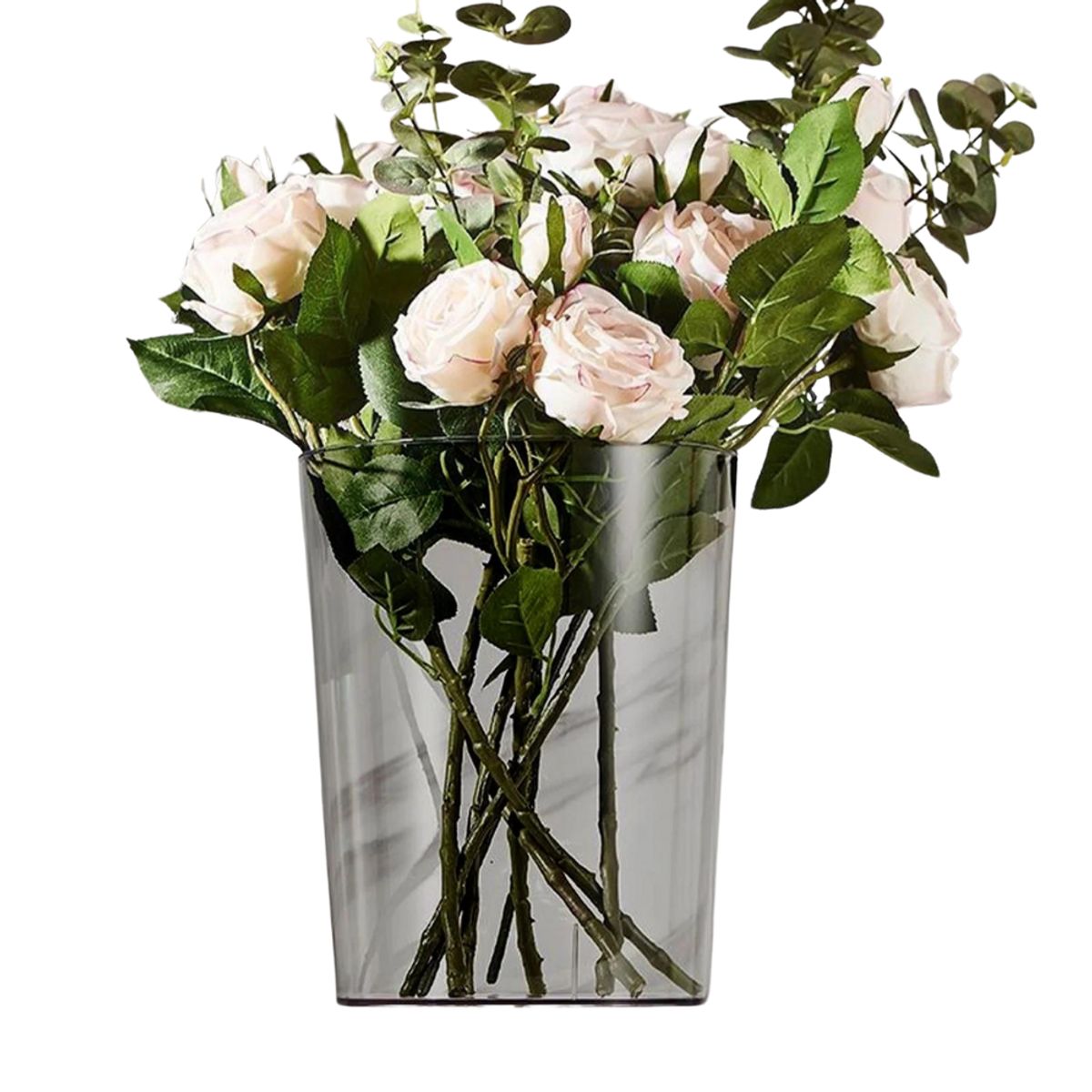 CRUSEC - Bote De Basura De Lujo Acrílico Transparente Oscuro 12L