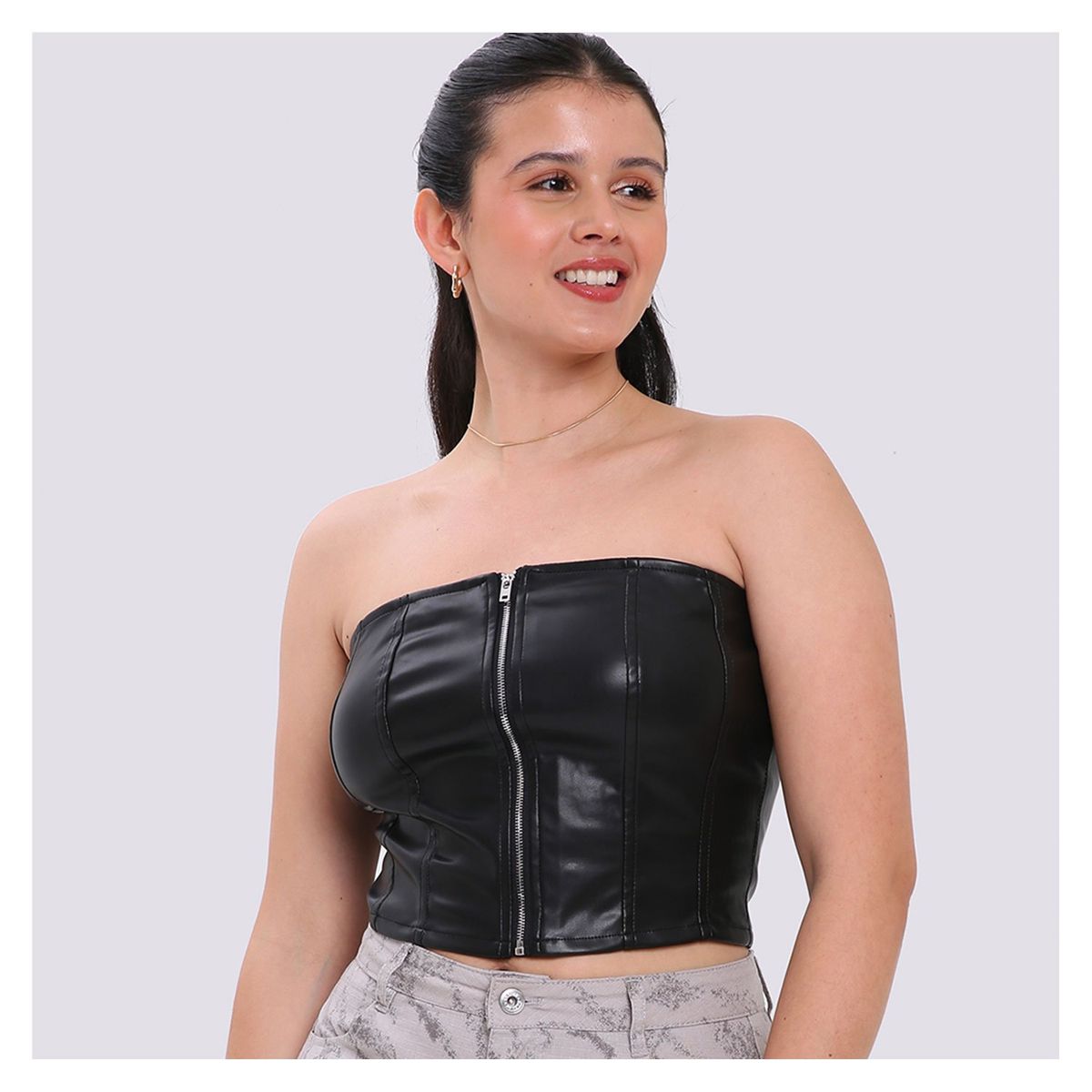 FASHION'S PARK - Polera Mujer Pu Corset Negro Fashion's Park