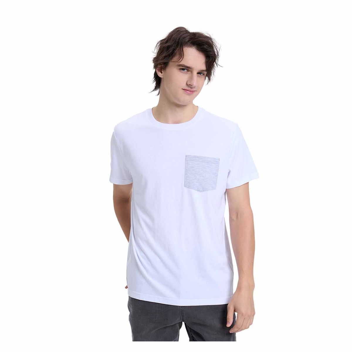 FASHION'S PARK - Polera Hombre Con Bolsillo Blanco Fashion's Park