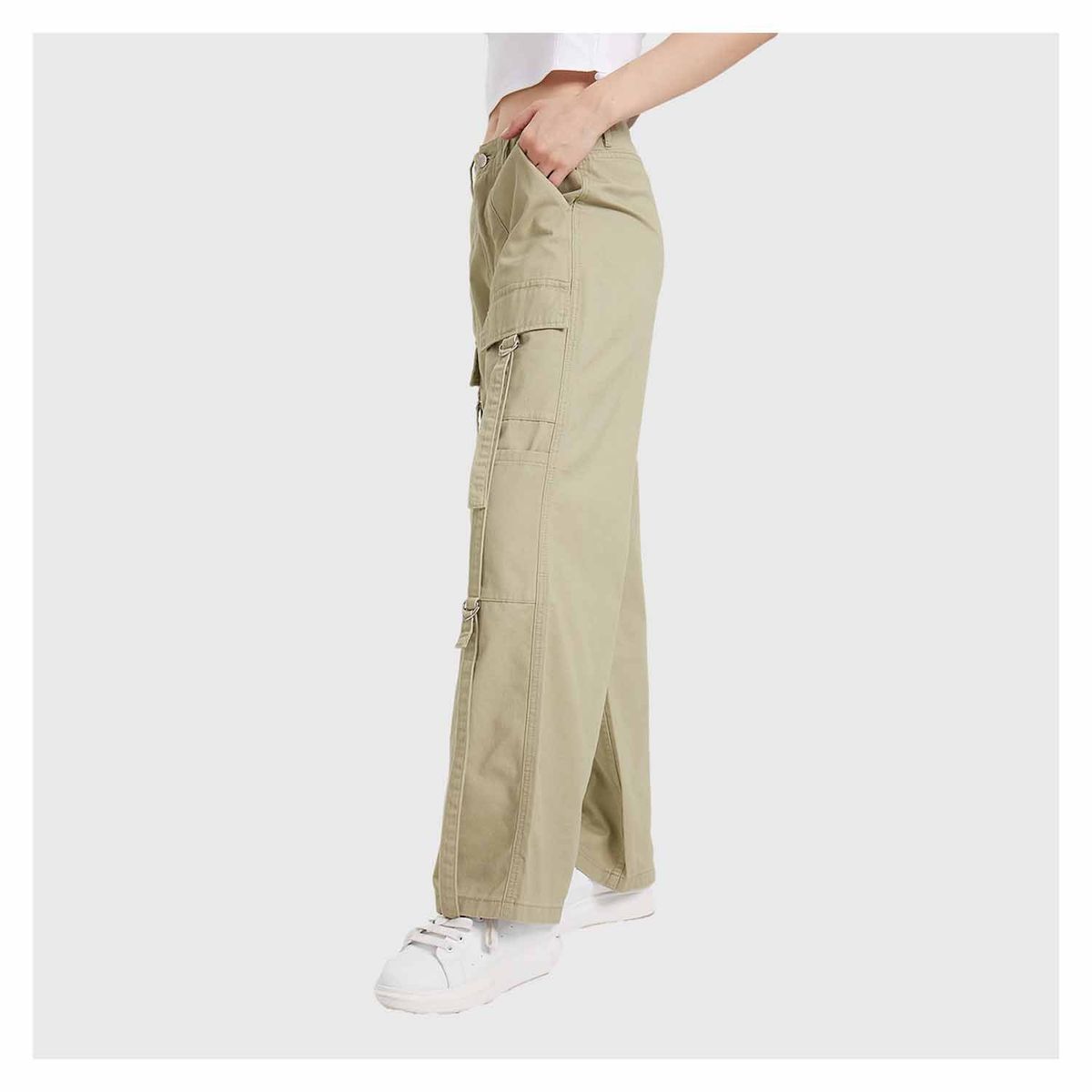 FASHION'S PARK - Jeans Mujer Cargo Recto Verde Militar Fashion's Park