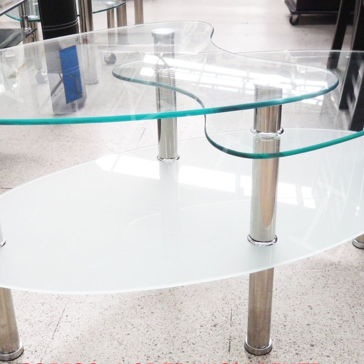 OEM - Mesa de Centro Ovalado de Vidrio Templado Transparente 905043