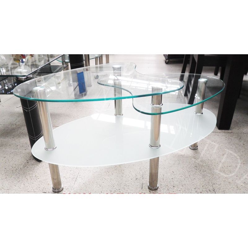 OEM - Mesa de Centro Ovalado de Vidrio Templado Transparente 905043
