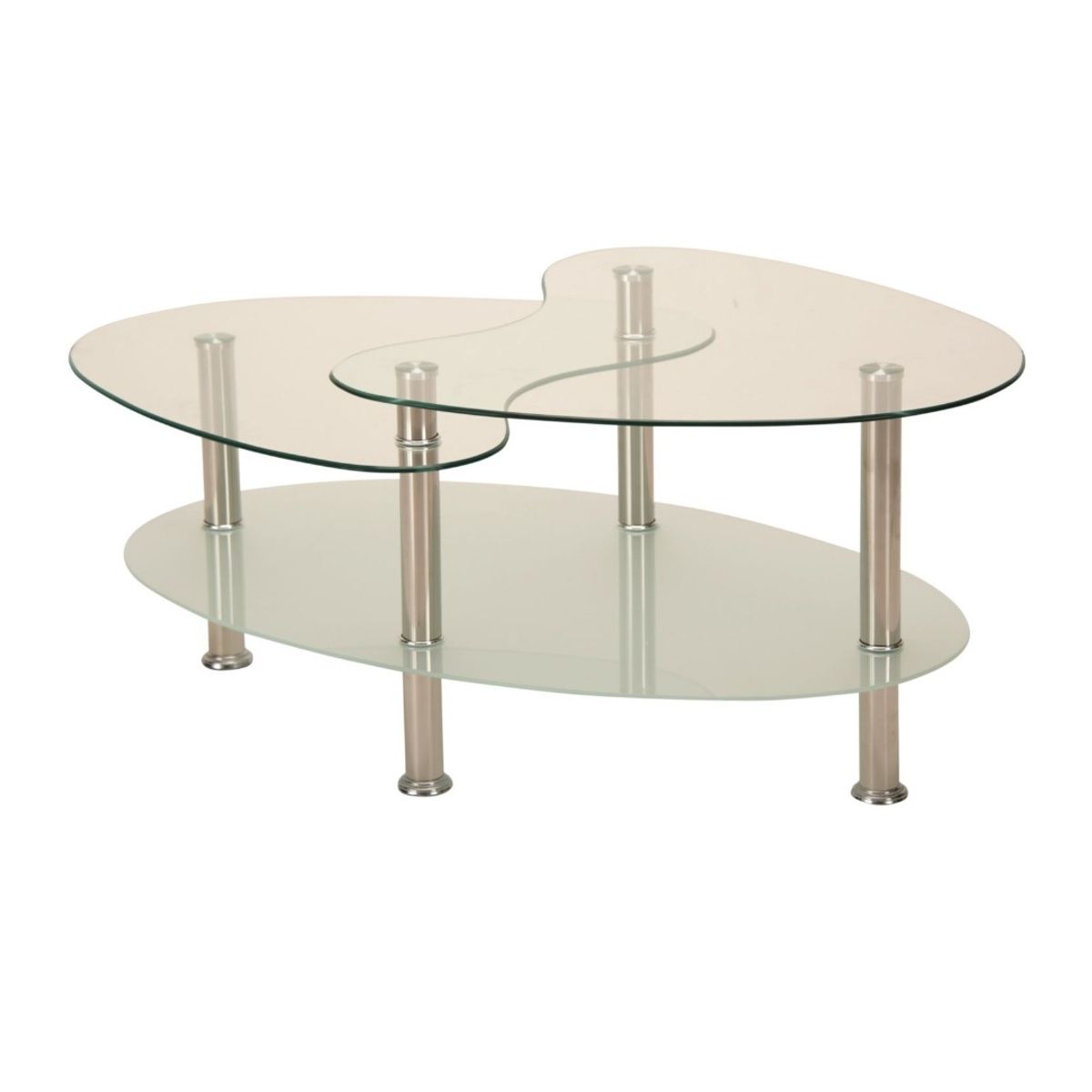 OEM - Mesa de Centro Ovalado de Vidrio Templado Transparente 905043