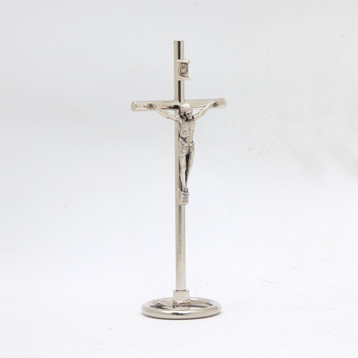 GENERICO - Crucifijo Italiano Metal Argentato Base 10 Cms