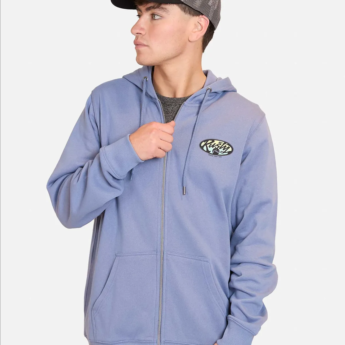 RUSTY - Poleron FZ Word Tour Morado Hombre Rusty