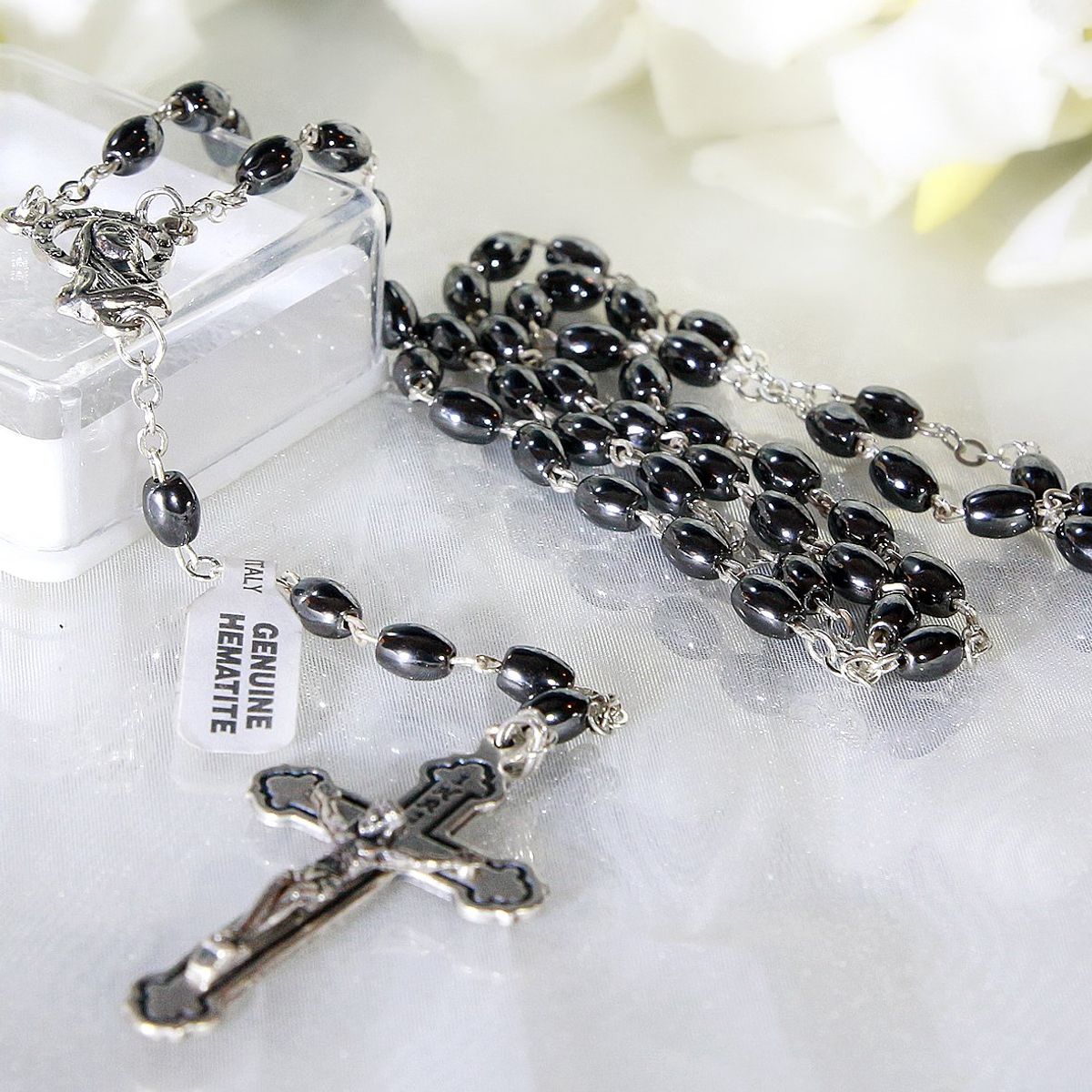 GENERICO - Rosario Religio Italiano Piedra Hematita 5mm