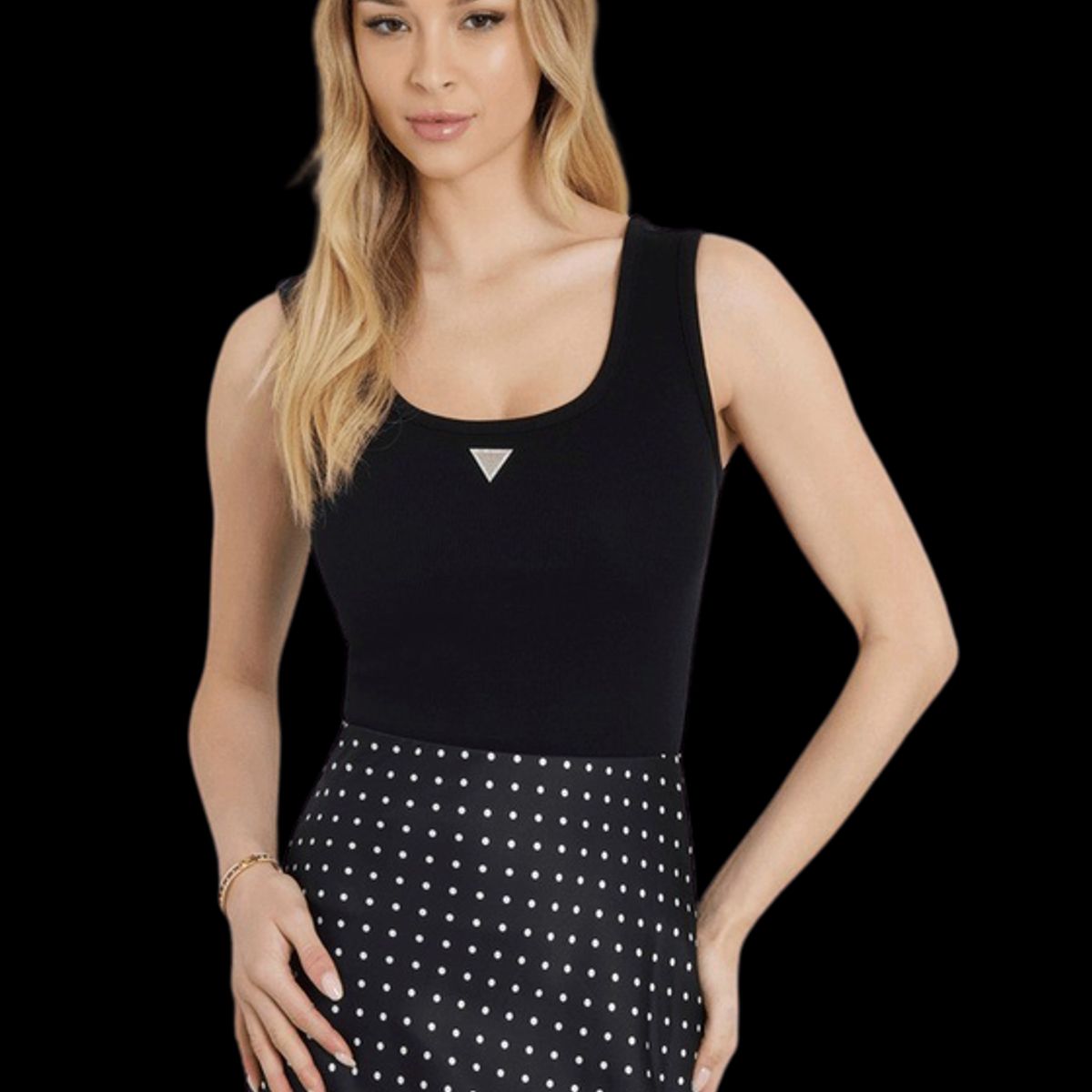 GUESS - Polera Sl Ribbed Knit Tank Top Negro Guess