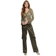 GUESS - Pantalon Jamie Satin Cargo Pant Verde