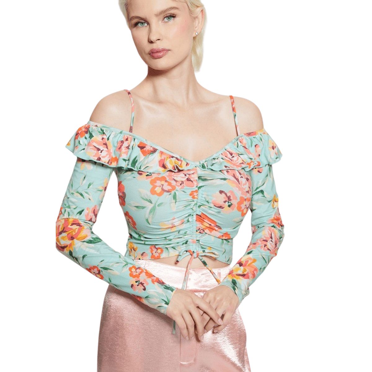 GUESS - Blusa Ls Off Shldr Ruffle Shaina Top Multicolor Guess