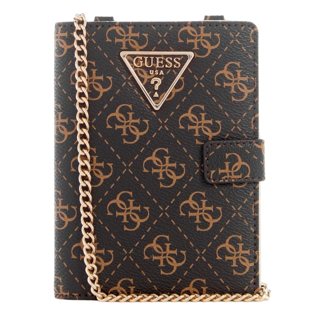 GUESS - Billetera Laurel Slg Chain Passport Case Café Guess