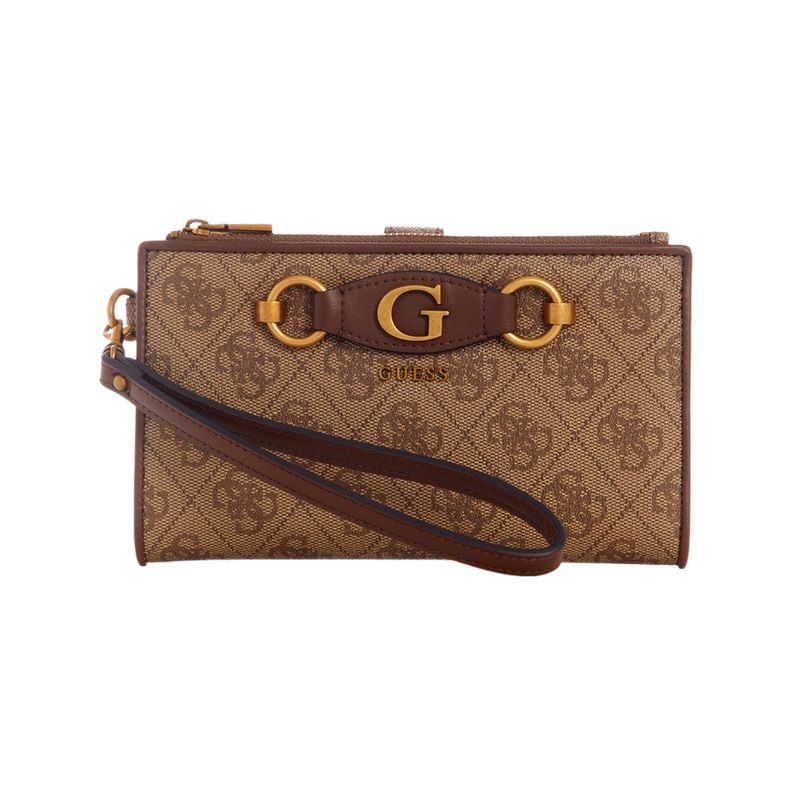 GUESS - Billetera Izzy Slg Double Zip Organizer Café Guess