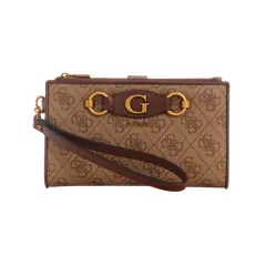 GUESS - Billetera Izzy Slg Double Zip Organizer Café