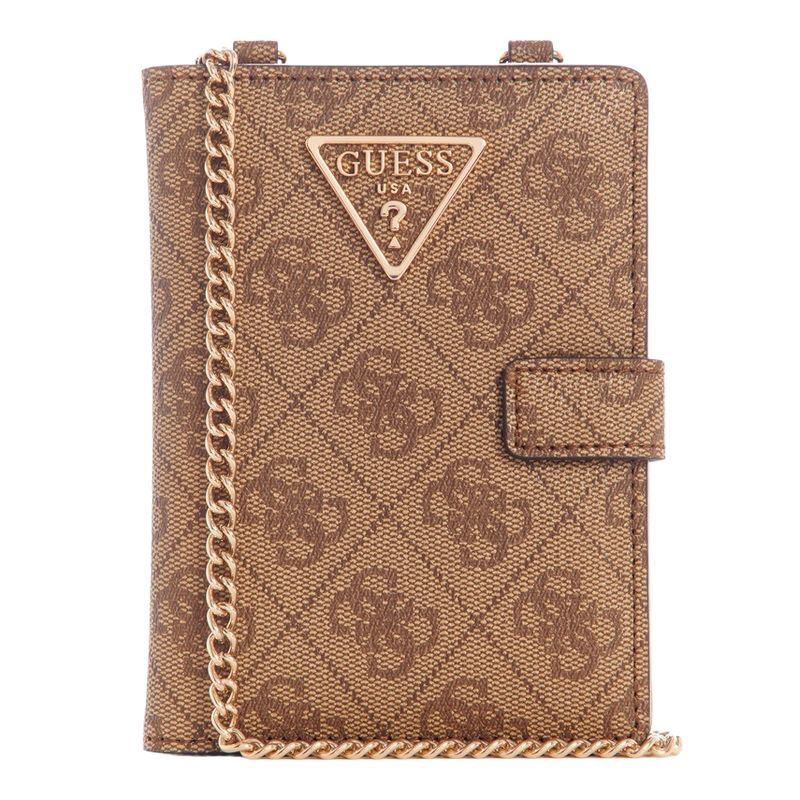 GUESS - Billetera Laurel Slg Chain Passport Case Café Guess