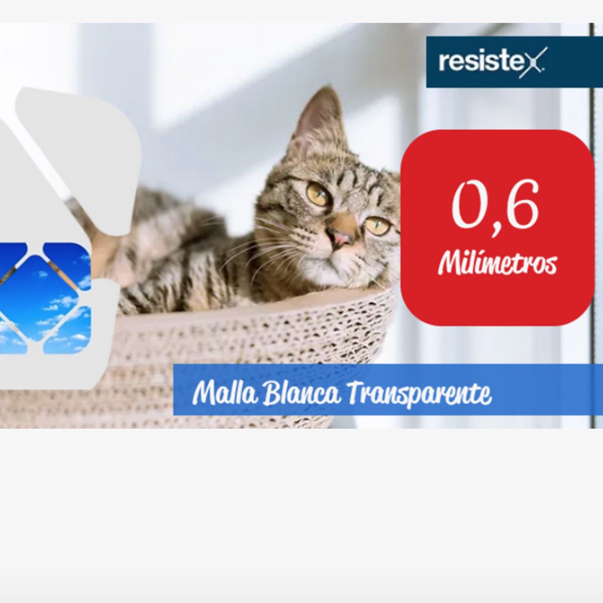 RESISTEX - Malla Seguridad Balcón 2 Mts x 6 Mts Grosor 06mm Transparente