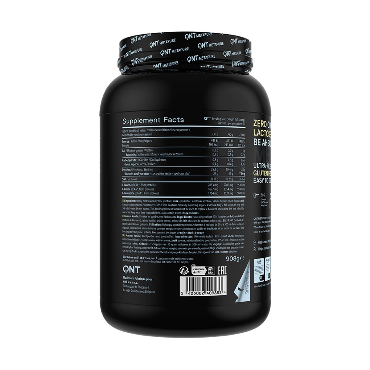 QNT - Proteina Metapure Whey Isolate Zero Carb 908gr Vainilla QNT
