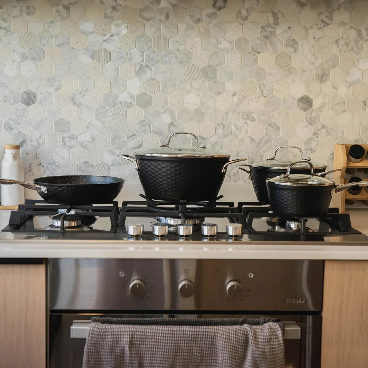 SIMPLIT - Batería de Cocina Antiadherente Black Copper 7 Pzs Simplit