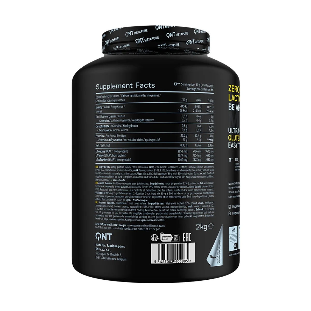 QNT - Proteina Metapure Whey Isolate Zero Carb 2Kg Platano QNT