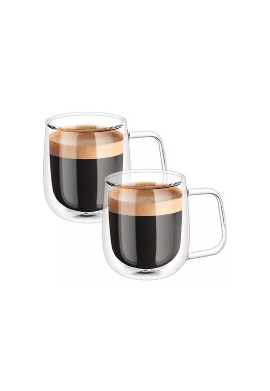 Pack 2 Tazas MUG Cafe Te Doble Pared Vidrio 250 ML