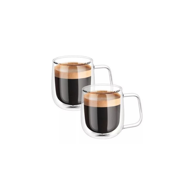 IMPORTCLICK - Pack 2 Tazas MUG Café Té Doble Pared Vidrio 250 ML IMPORTCLICK