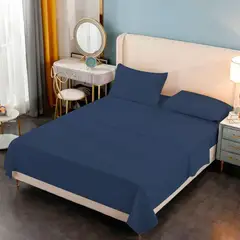 GENERICO - Sabana Premium Algodón 188 Hilos - Azul marino - King