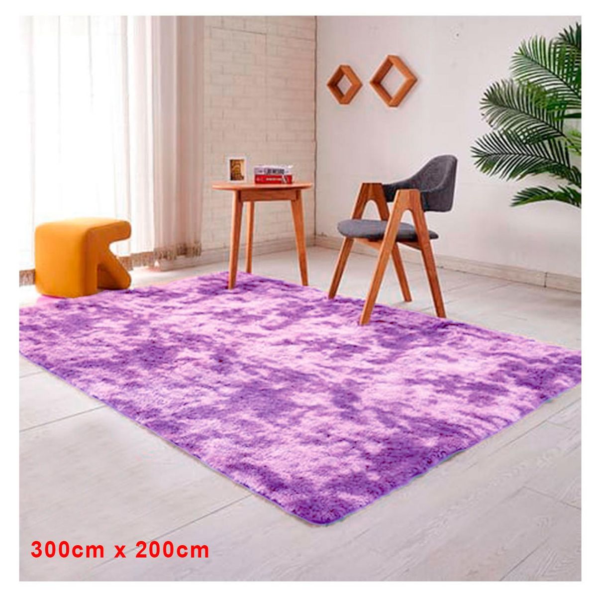 GENERICO - Alfombra Peluda Decorativa Hogar Diseño Jaspeado 300x200 - Lila