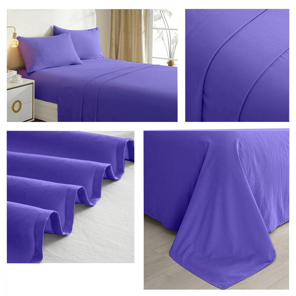 GENERICO - Juego De Sabana 144 hilos (Queen) Excelente Calidad - Lila - 2 plazas
