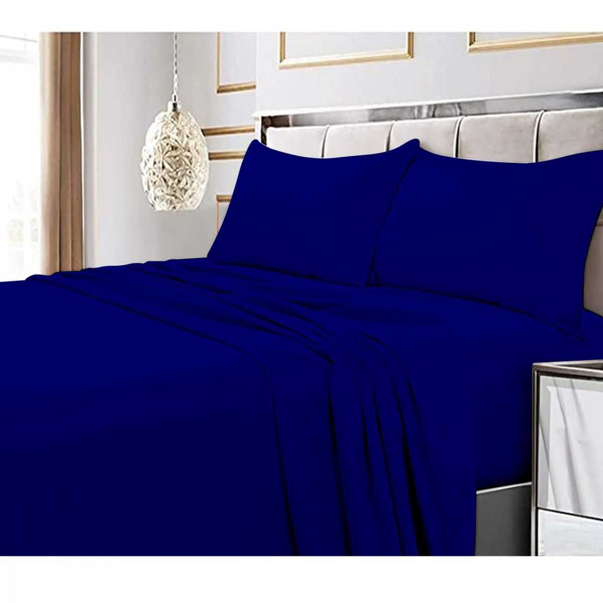 GENERICO - Juego De Sabana 144 hilos (Queen) Excelente Calidad - Azul - 2 plazas