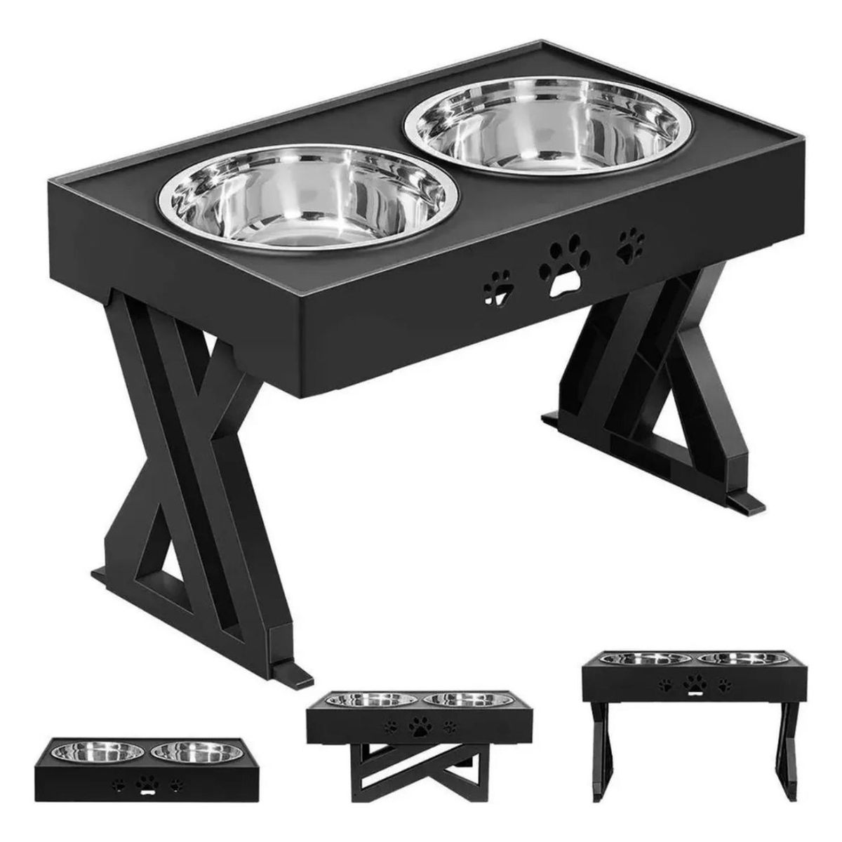 IMPORTCLICK - Comedero bebedero Mascotas Ajustable Plato Acero IMPORTCLICK