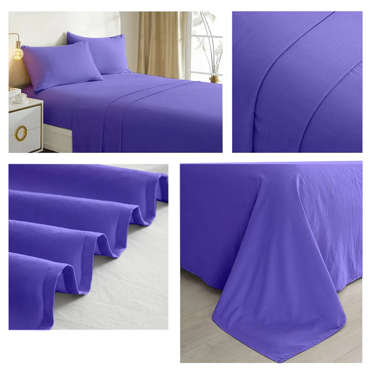 GENERICO - Juego De Sabana 144 hilos (Queen) Excelente Calidad - Lila - 2 plazas