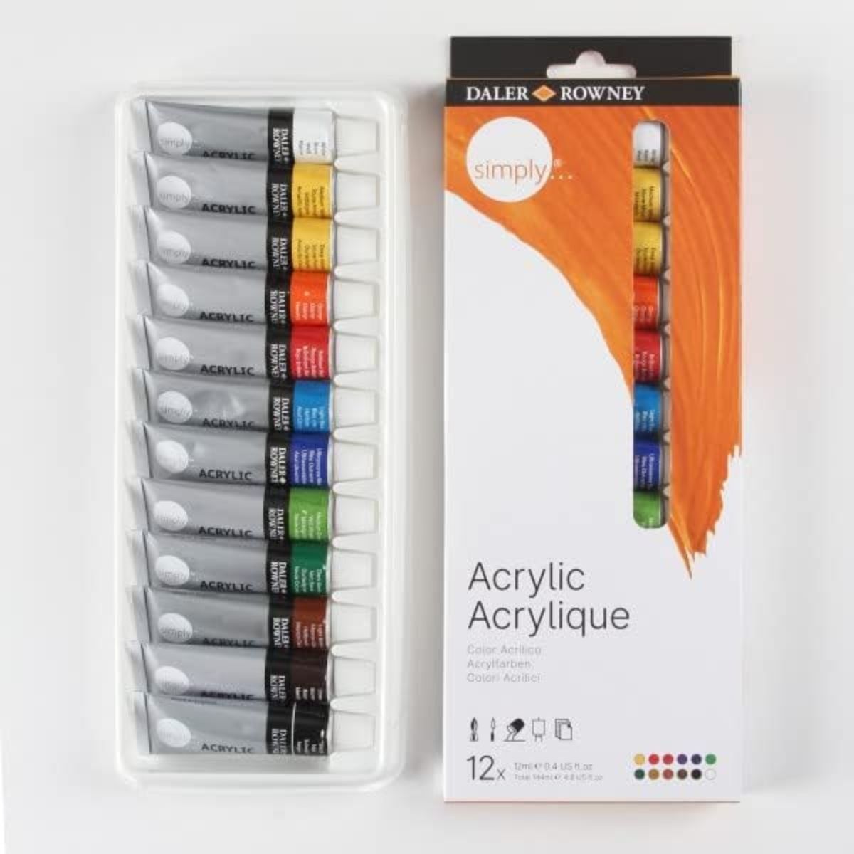 GENERICO - Pack 12 Colores Acrílico Daler Rowney Simply 12ml