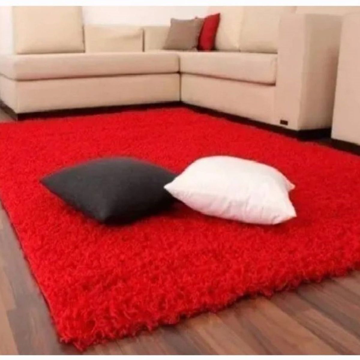 ANGELES DEL HOGAR - ALFOMBRA PELUDA TIPO SHAGGY 150 X 200 COLOR ROJO