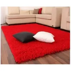 ANGELES DEL HOGAR - ALFOMBRA PELUDA TIPO SHAGGY 200 X 300 COLOR ROJO