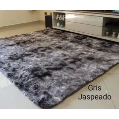 ANGELES DEL HOGAR - ALFOMBRA PELUDA TIPO SHAGGY 200 X 300 COLOR GRISJASPEADO