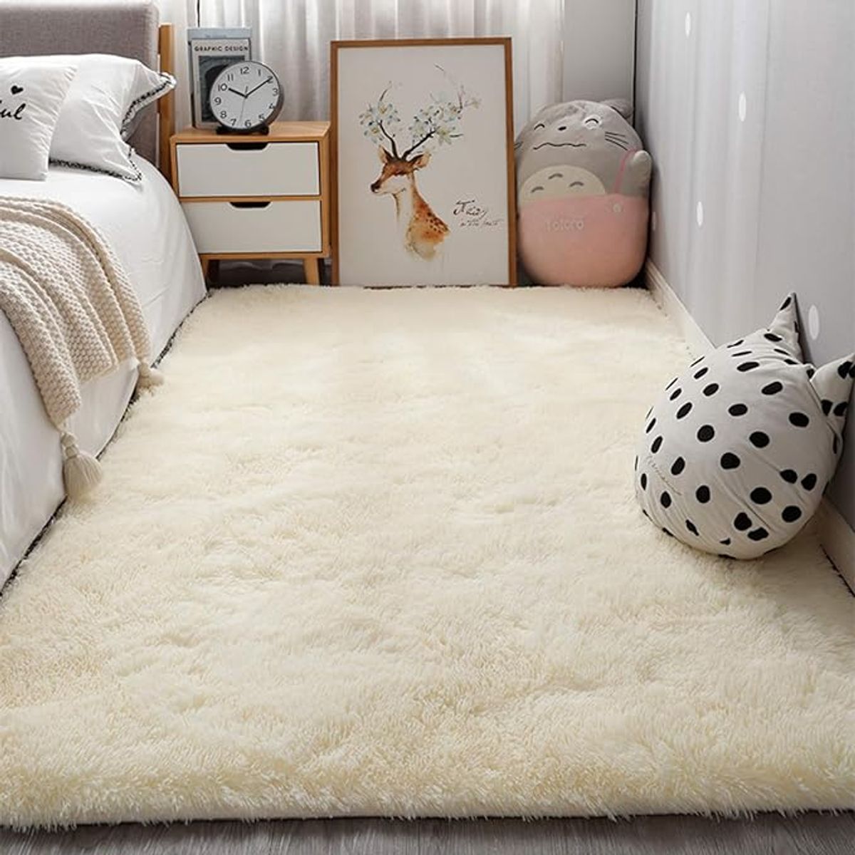 ANGELES DEL HOGAR - ALFOMBRA PELUDA TIPO SHAGGY 200 X 240 Blanco